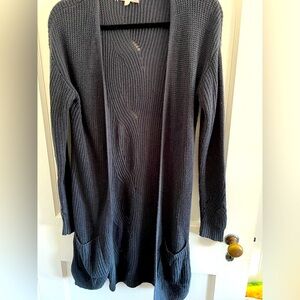 Pink Rose Cozy Grey Cardigan with pockets side accents L